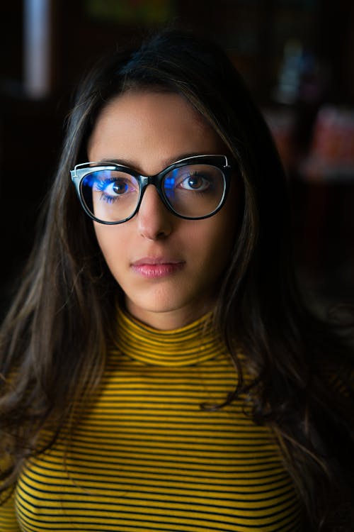 Free Portrait Photography of Woman Wearing Eyeglasses Stock Photo