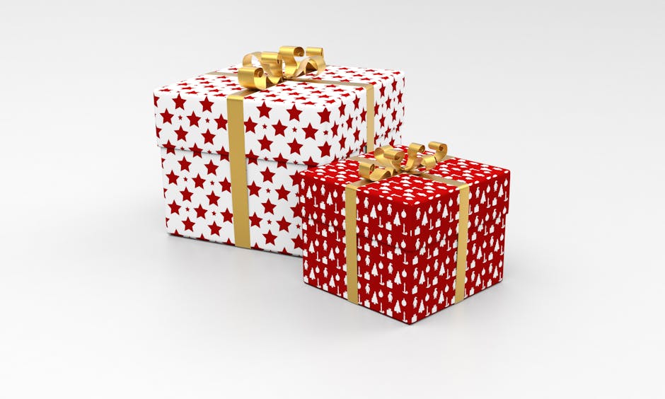 Two White and Red Star Gift Boxes