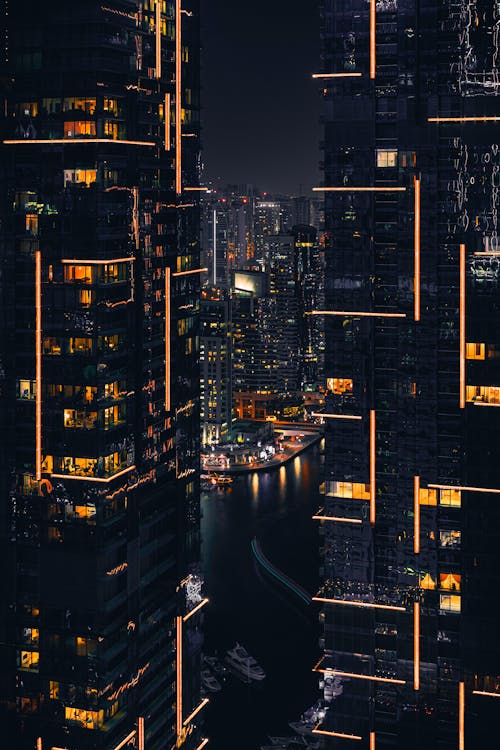 Free Photo of Buildings during Nighttime Stock Photo