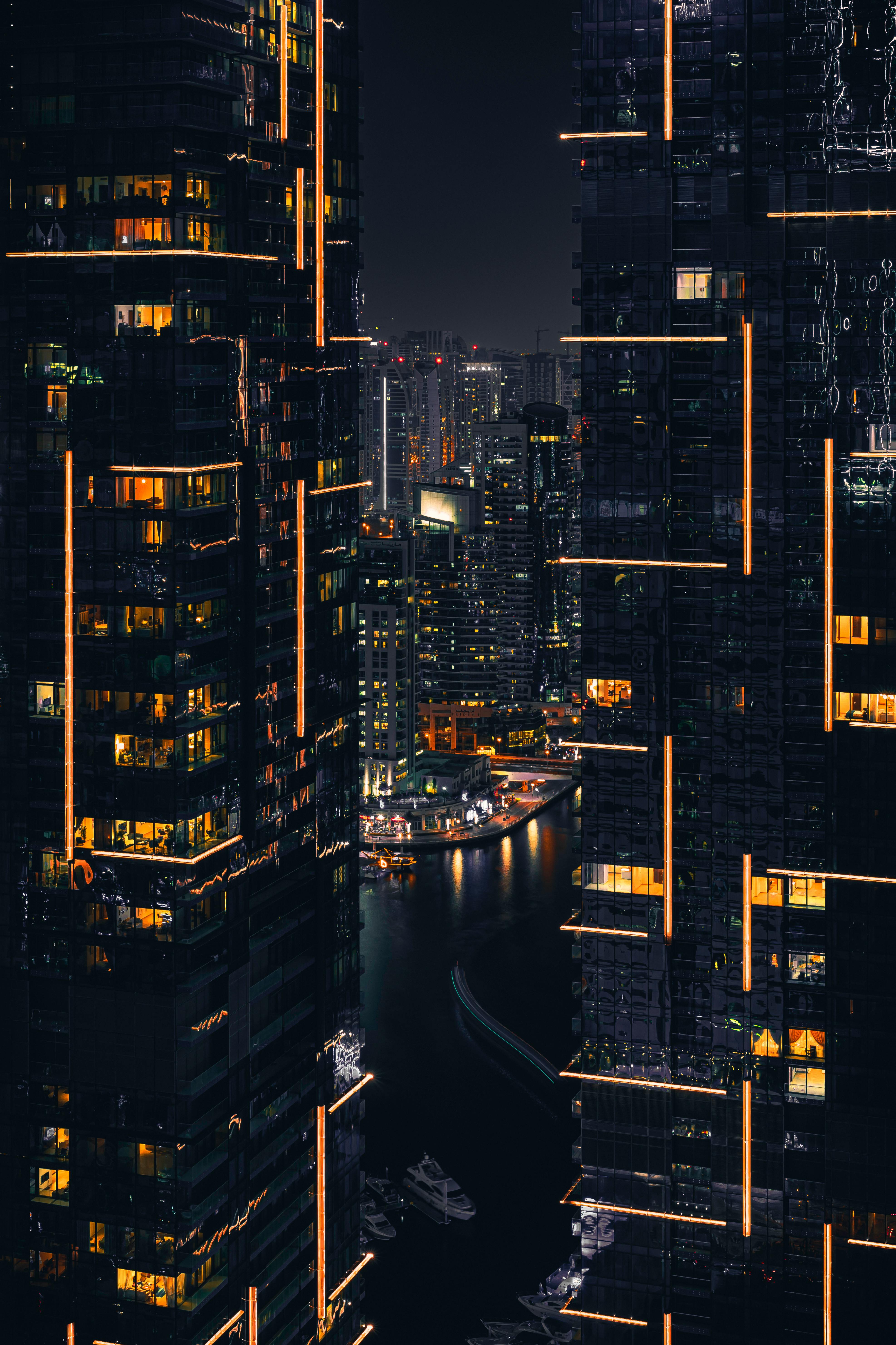 Chinese Neighborhood During A Dark Night 4K Phone Wallpaper