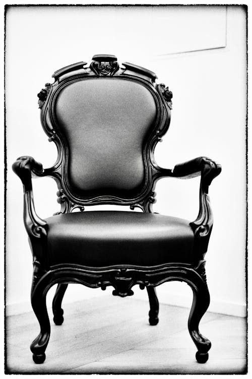 Free stock photo of armchair, black and white, velvet