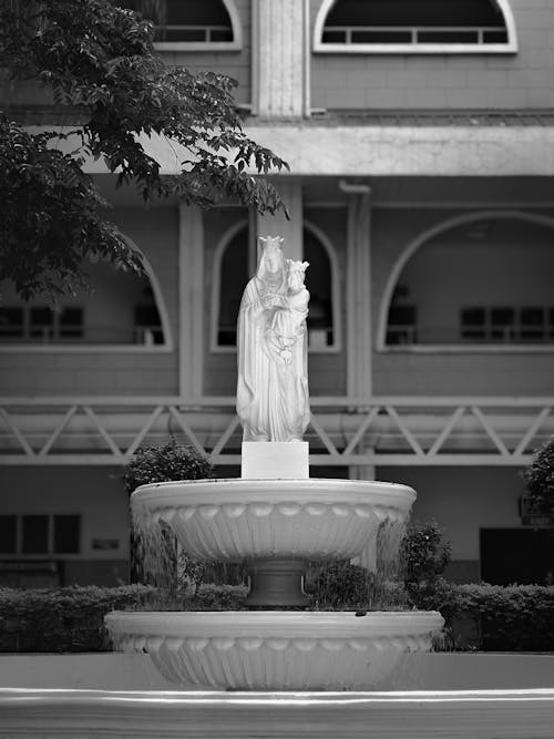 Black and White Photo of the Virgin Mary