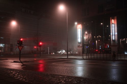 Kostnadsfri bild av dimmig natt, gatlyktor, gatuplats