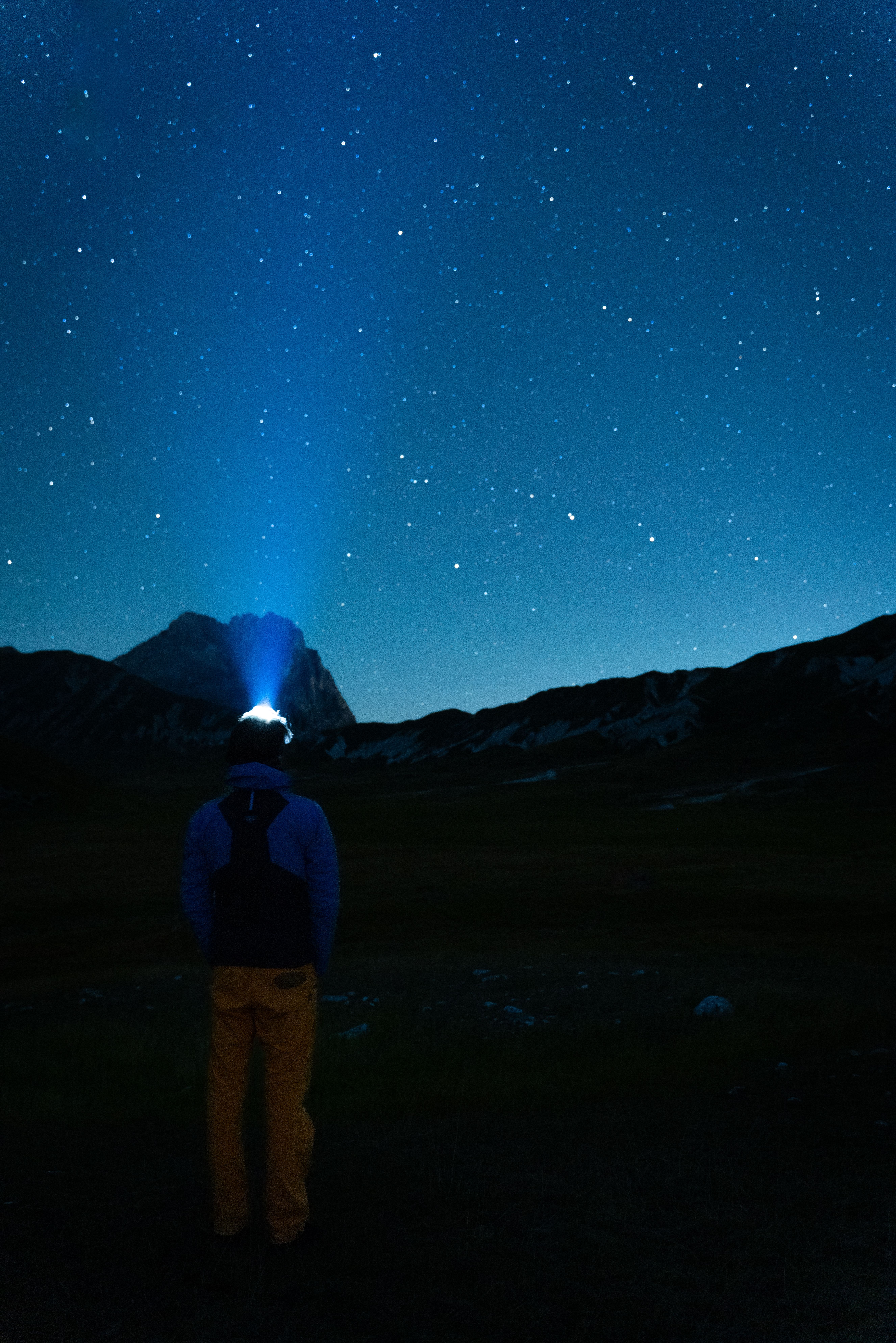 A person standing in the middle of the night under a starry sky · Free ...