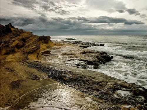 Ocean Waves Crushing on Land