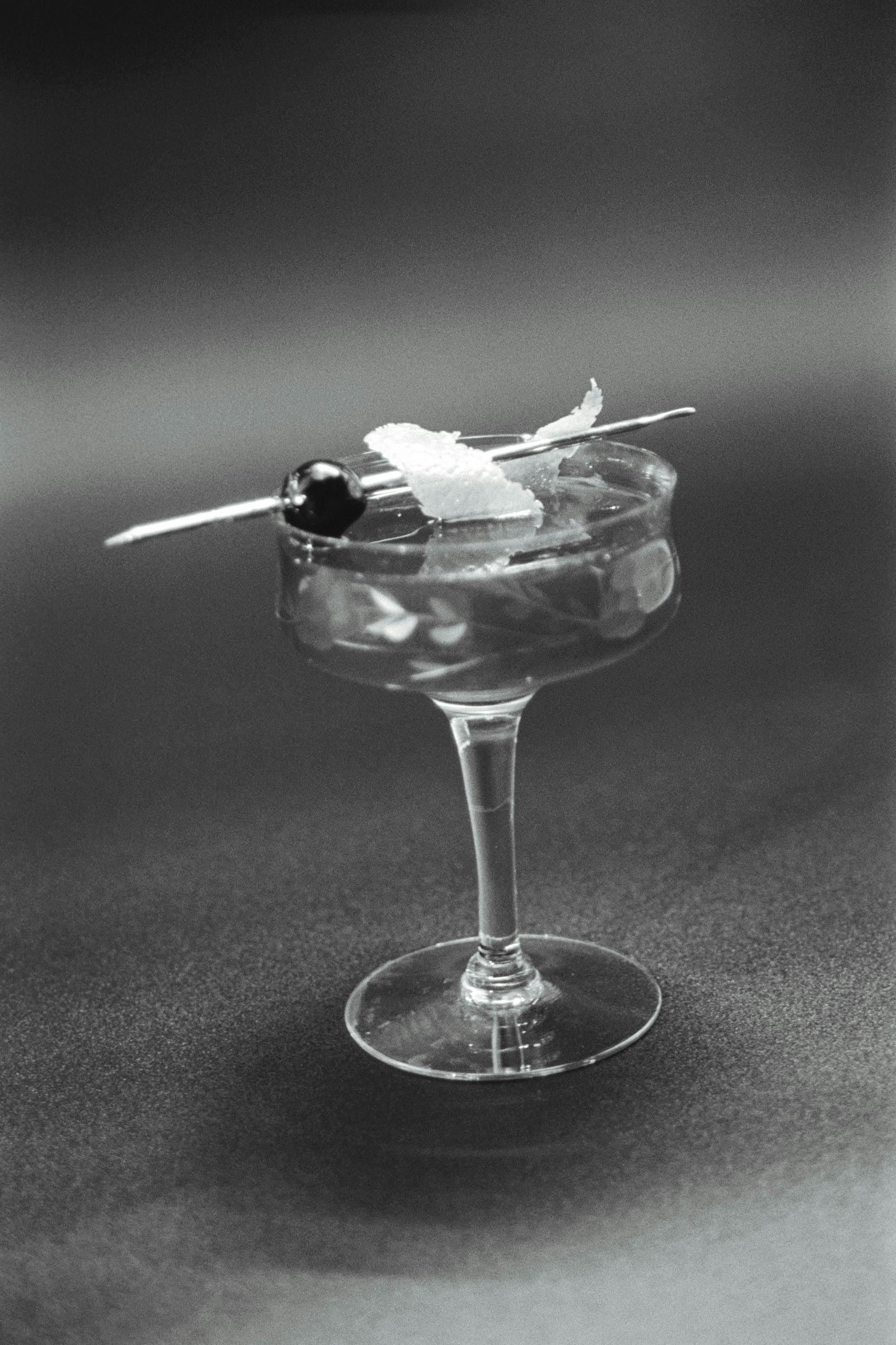 black and white close up photo of a cocktail