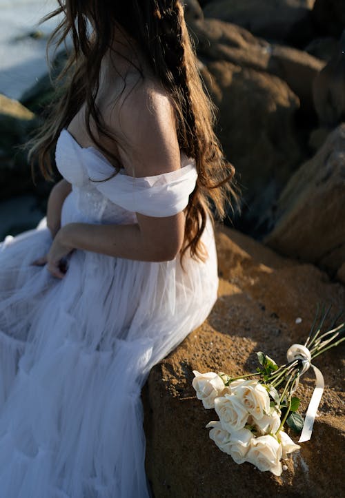 ウェディングドレス, セレクティブフォーカス, バラの無料の写真素材
