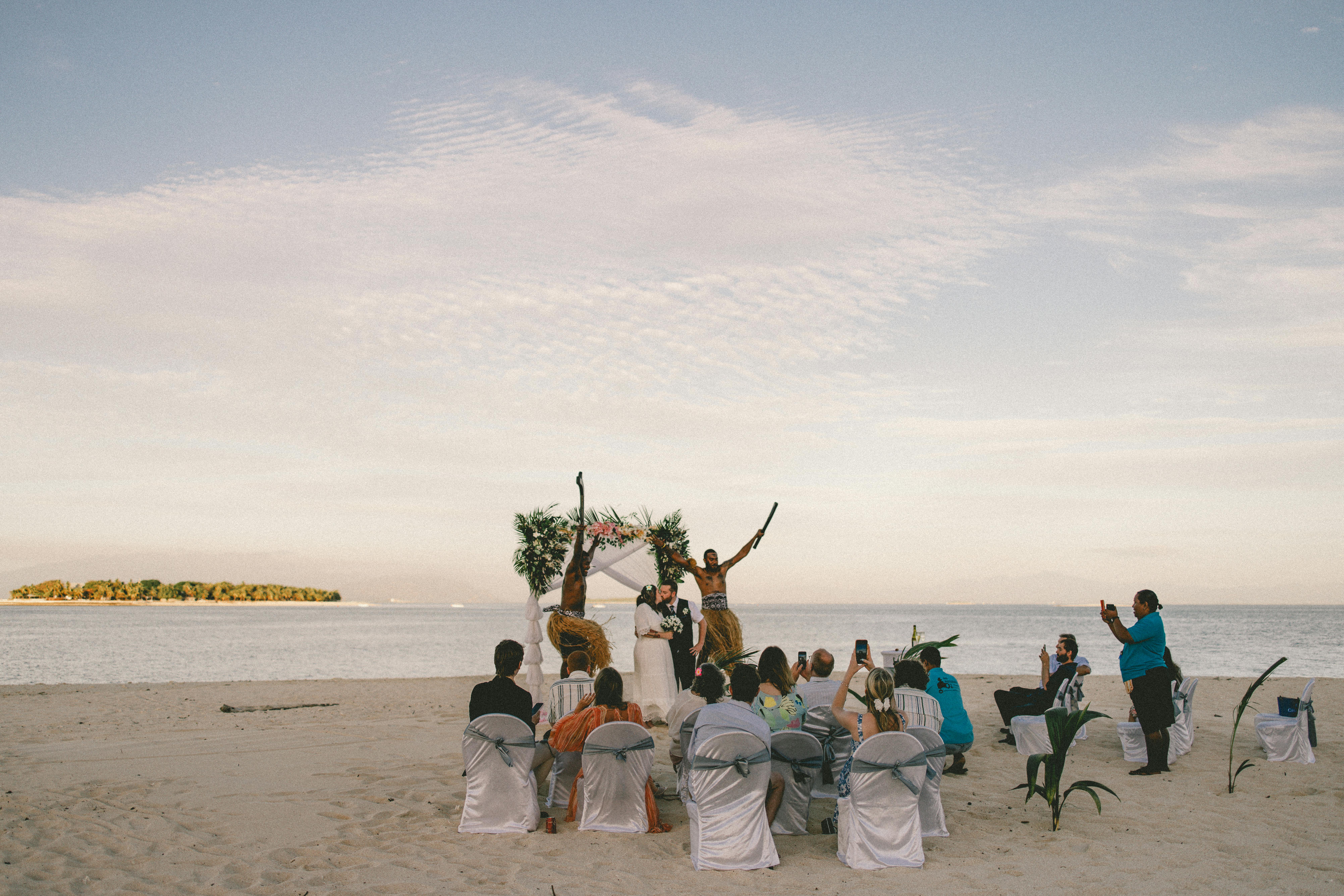 Beach wedding sunset