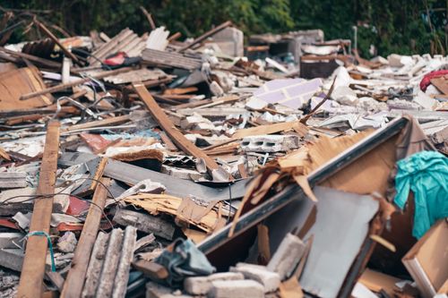 Free House after a disaster Stock Photo