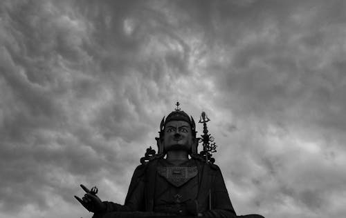 Monochrome Photography of Buddha Statue