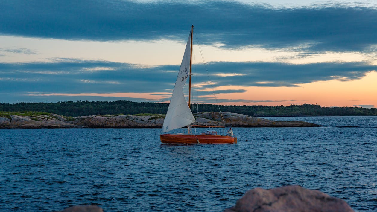 Free stock photo of sailboat, sunset