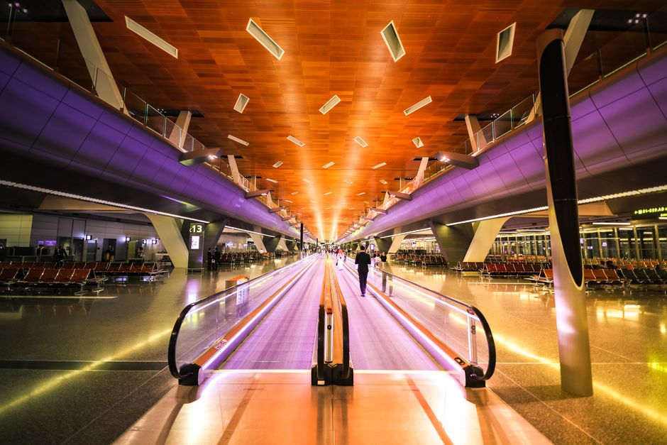 Modern interior of Kuwait International Airport terminal