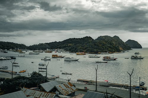 Free stock photo of beach, boats, gloomy sky