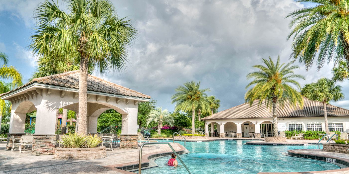 An empty resort swimming pool, the amenity resort fees are meant to cover