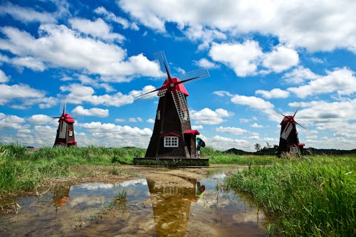 Free Windmill Near Grass Field Stock Photo