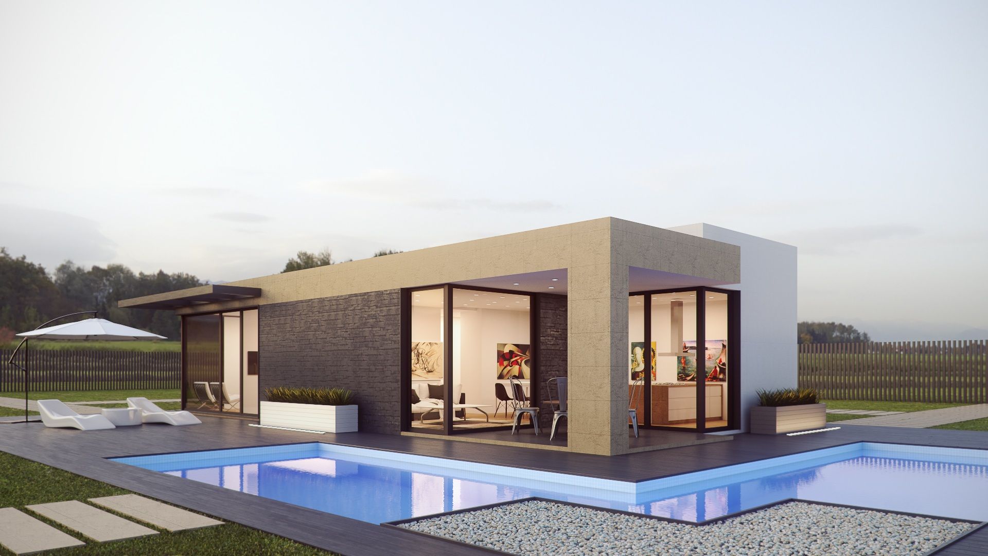 Luxury home at dusk