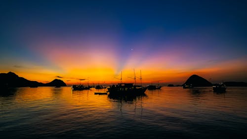 Boat's silhouette during golden hour