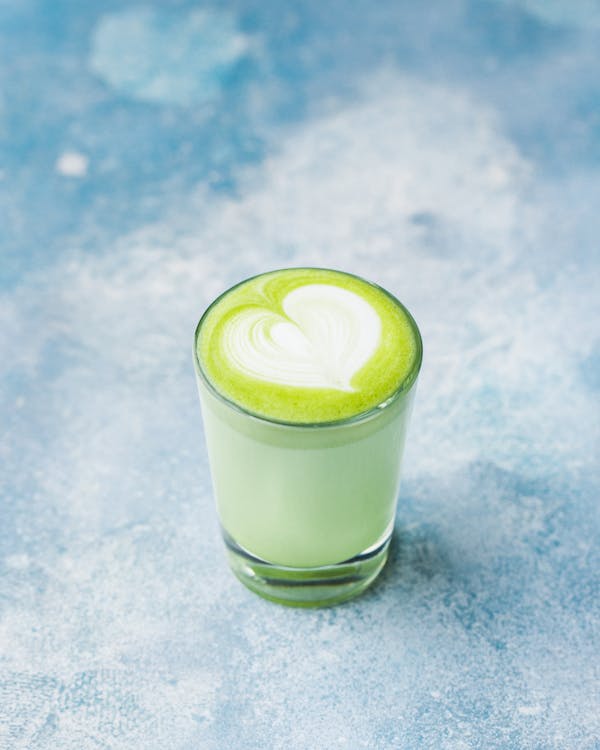 Close-Up Photo of Glass of Matcha Drink