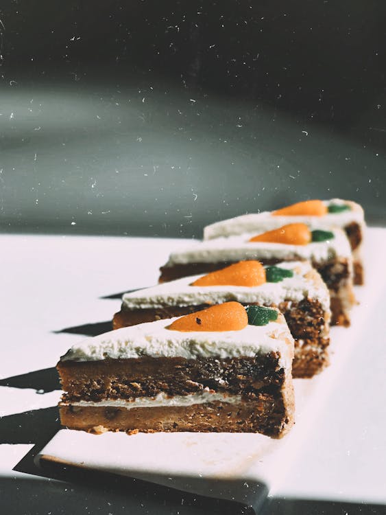 Free Photo of Four Sliced Carrot Cakes Stock Photo