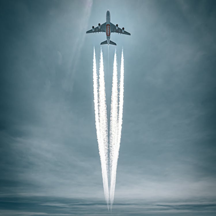 An A380 passing over at 38,000 feet 