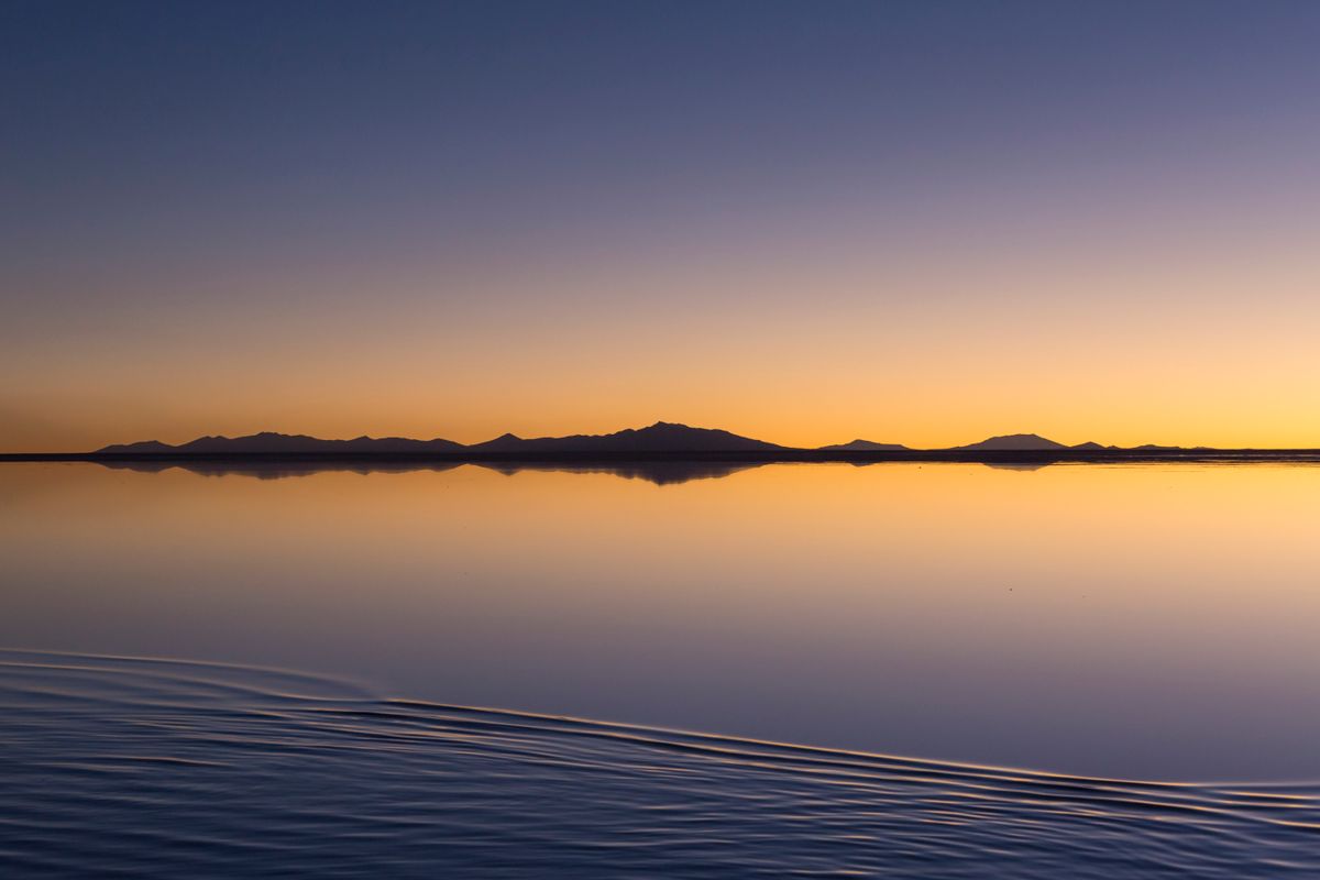 Salar de Uyuni at sunset