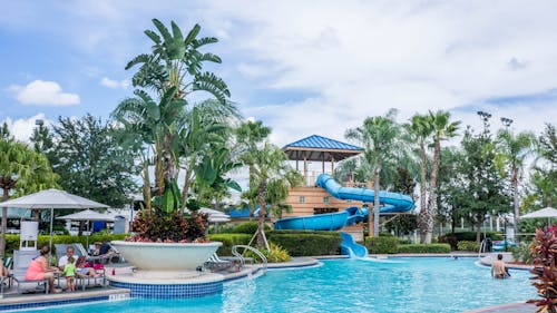 Pessoas Na área Da Piscina