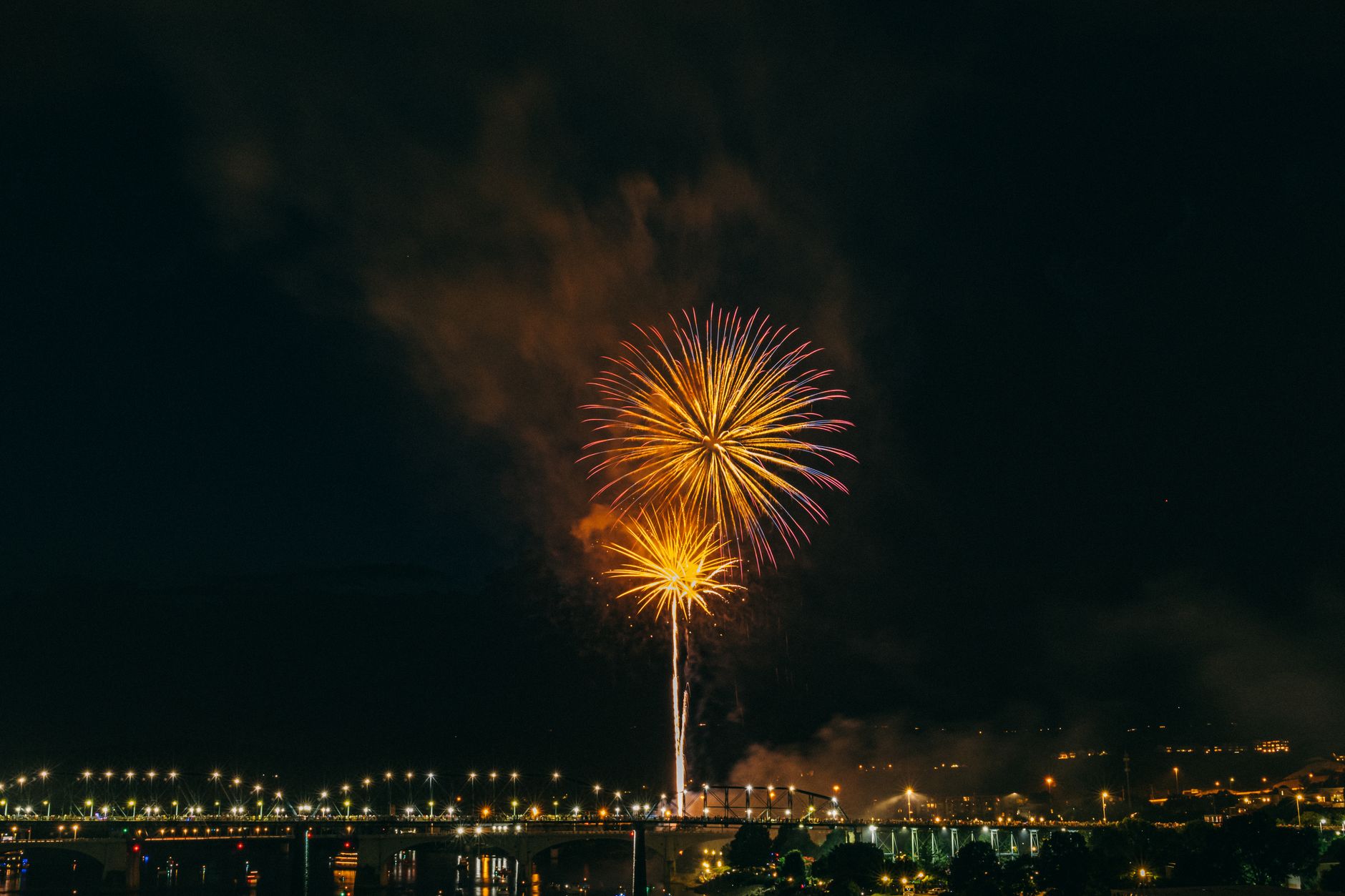 Fireworks Display At Night Free Stock Photo fireworks-display-at-night-free-stock-photo