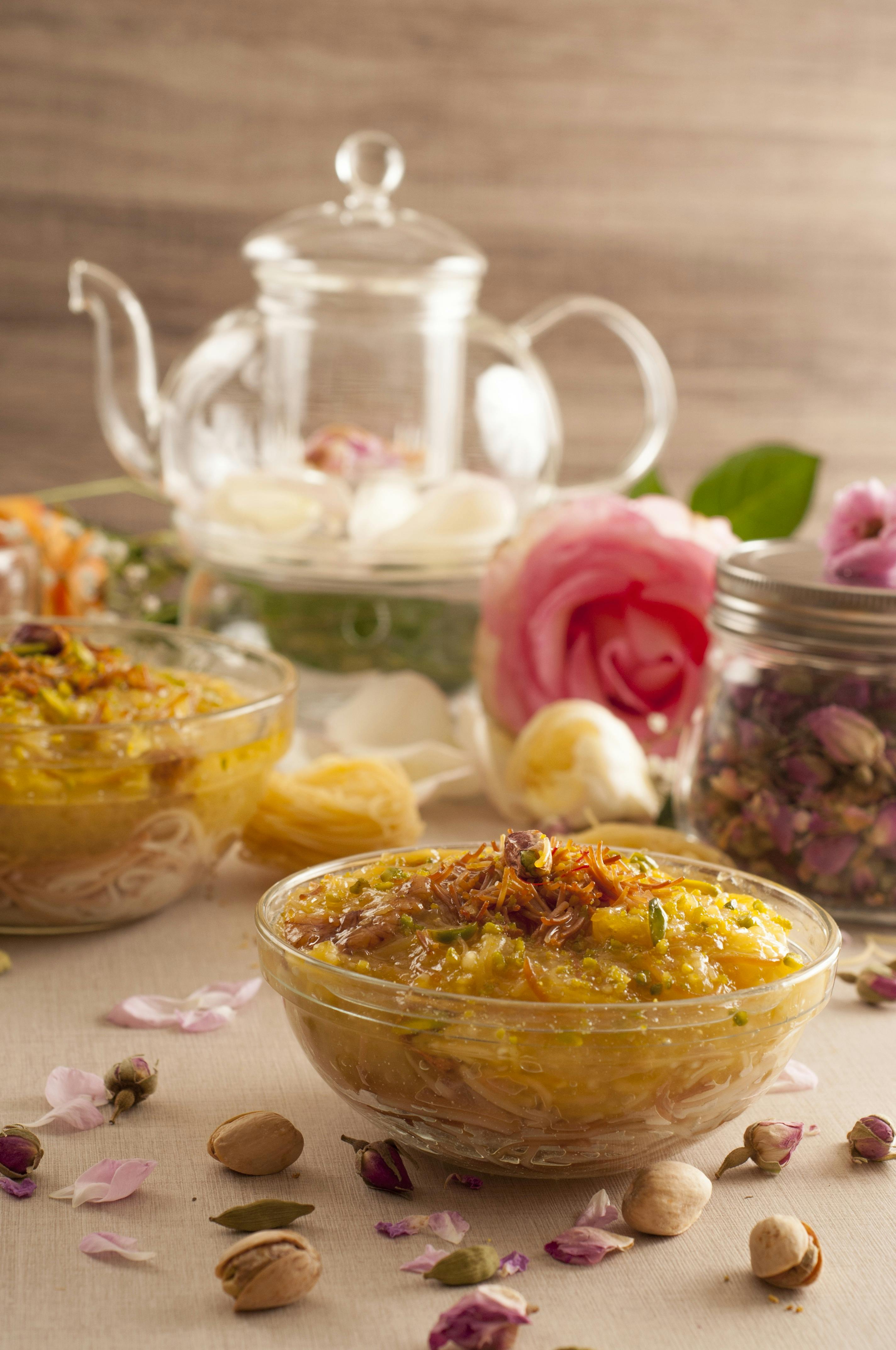 Traditional Middle Eastern dessert garnished with pistachios, perfect for festive occasions.