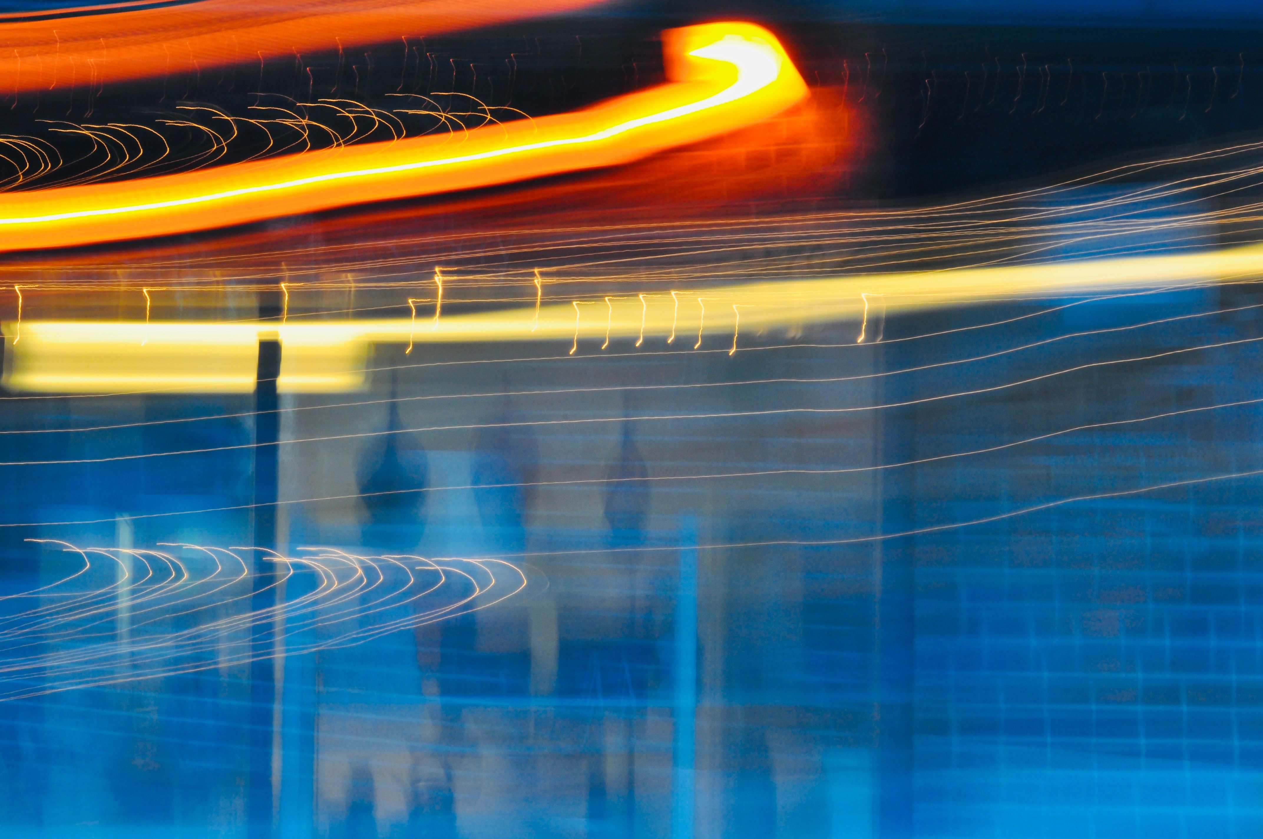 Blue and orange light trails