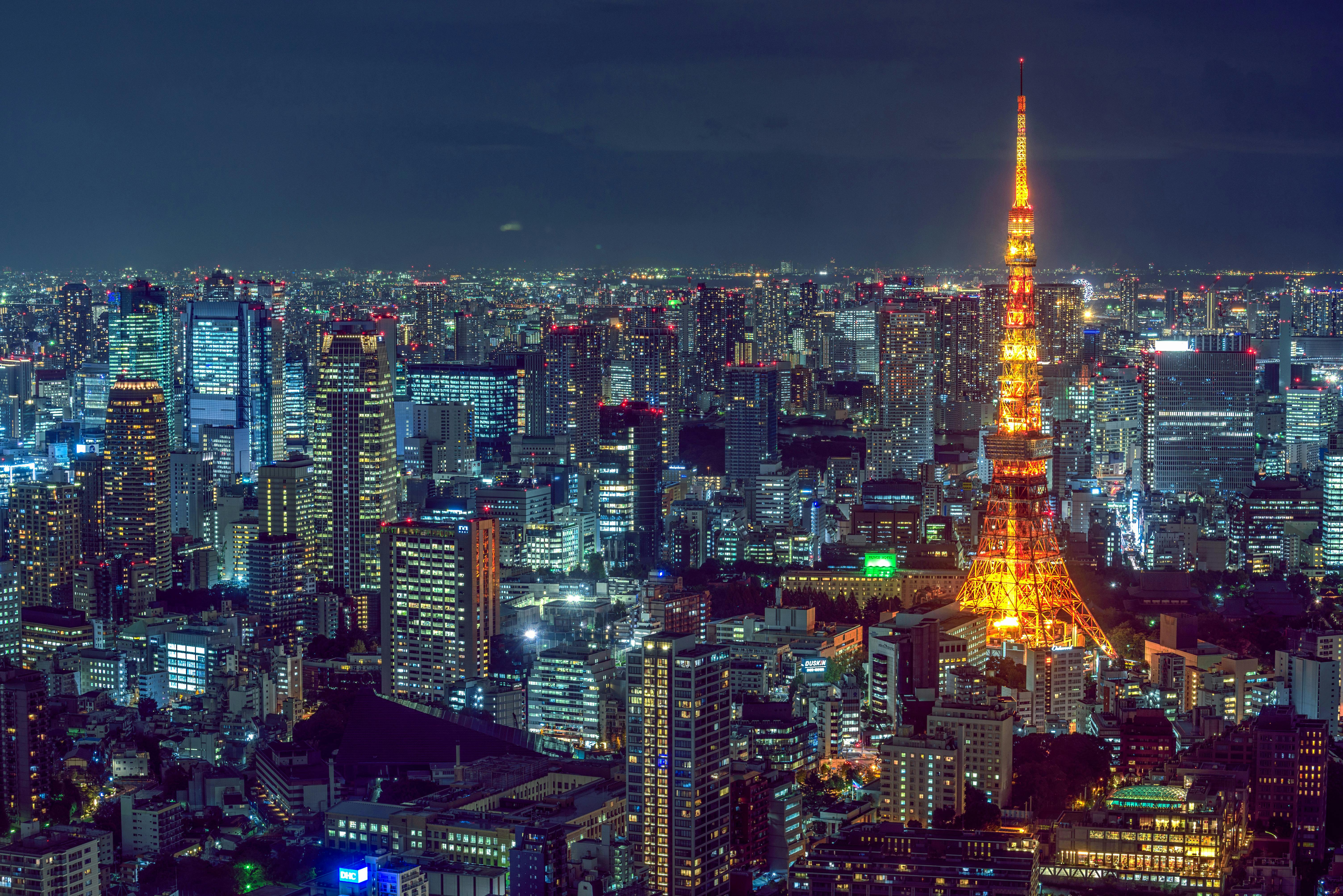 Picture Tokyo Japan bridge Rivers night time Cities 3840x2400