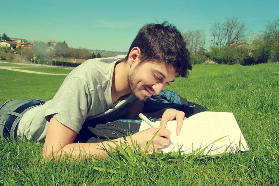 boy, field, grass