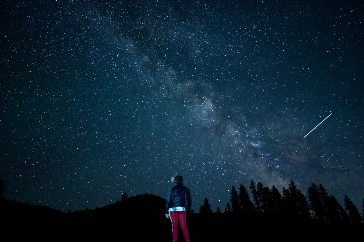 A Man Standing Under the Starry Night Sky · Free Stock Photo