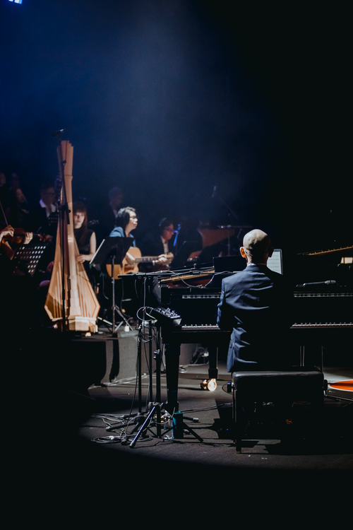 Free Elegant classical music concert with orchestra performing in Hà Nội, Vietnam. Stock Photo