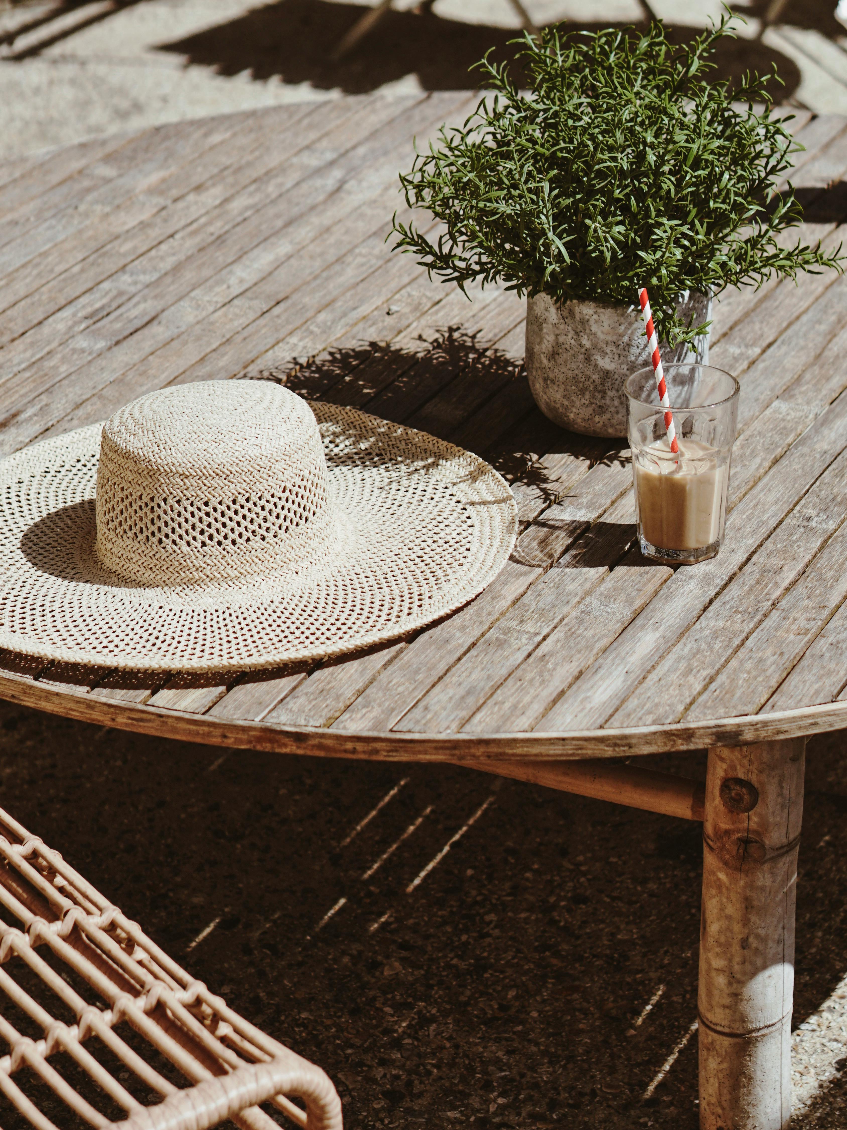 hat on table