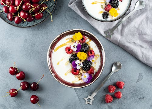 Bovenaanzicht Foto Van Fruit Op Een Bord