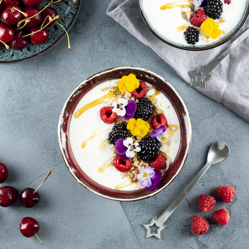 French Yogurt Pots with Cherry Compote and Granola