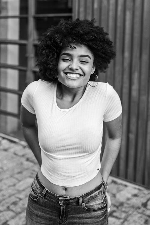 Free Monochrome Photo Of Woman Wearing White Shirt Stock Photo