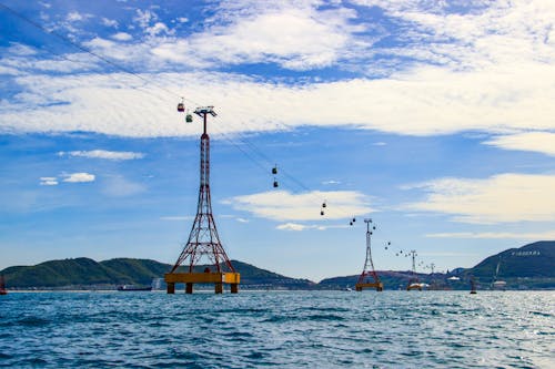 Yellow Cable Car Surrounded by Body of Water