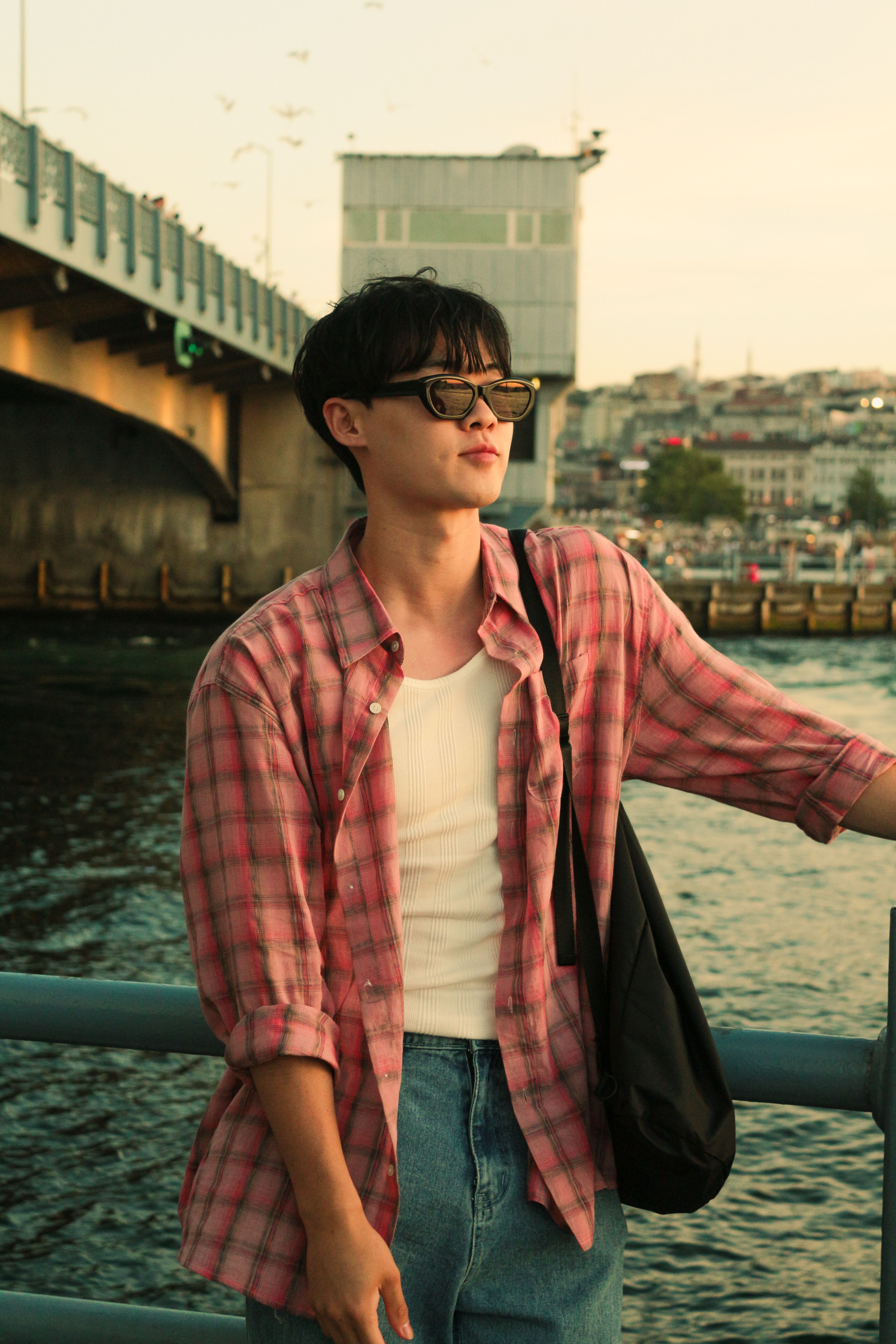 tourist on the riverside promenade
