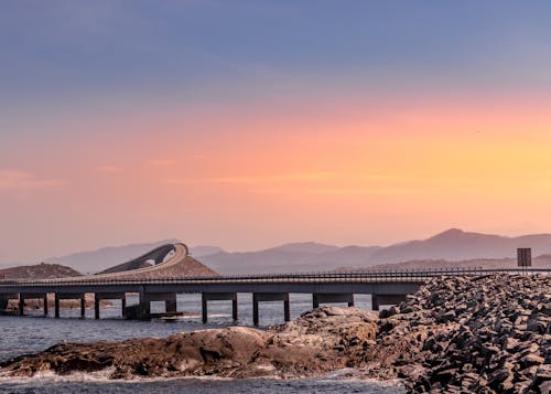 Free Scenic View Of Bridge During Dawn Stock Photo