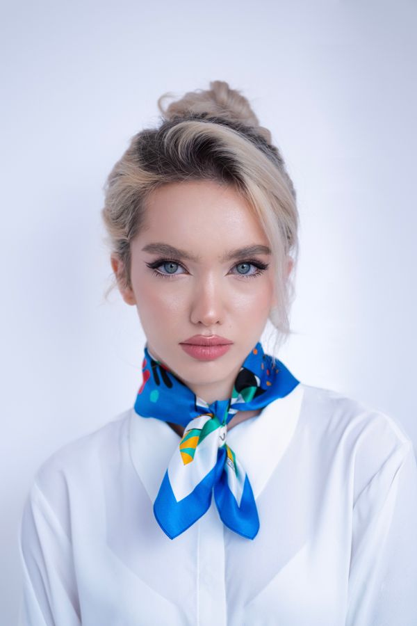 Silk Scarf Tied at the Neck
