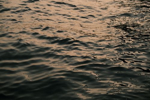 Free Close-up view of calm sea waves reflecting the warm hues of sunset. Stock Photo