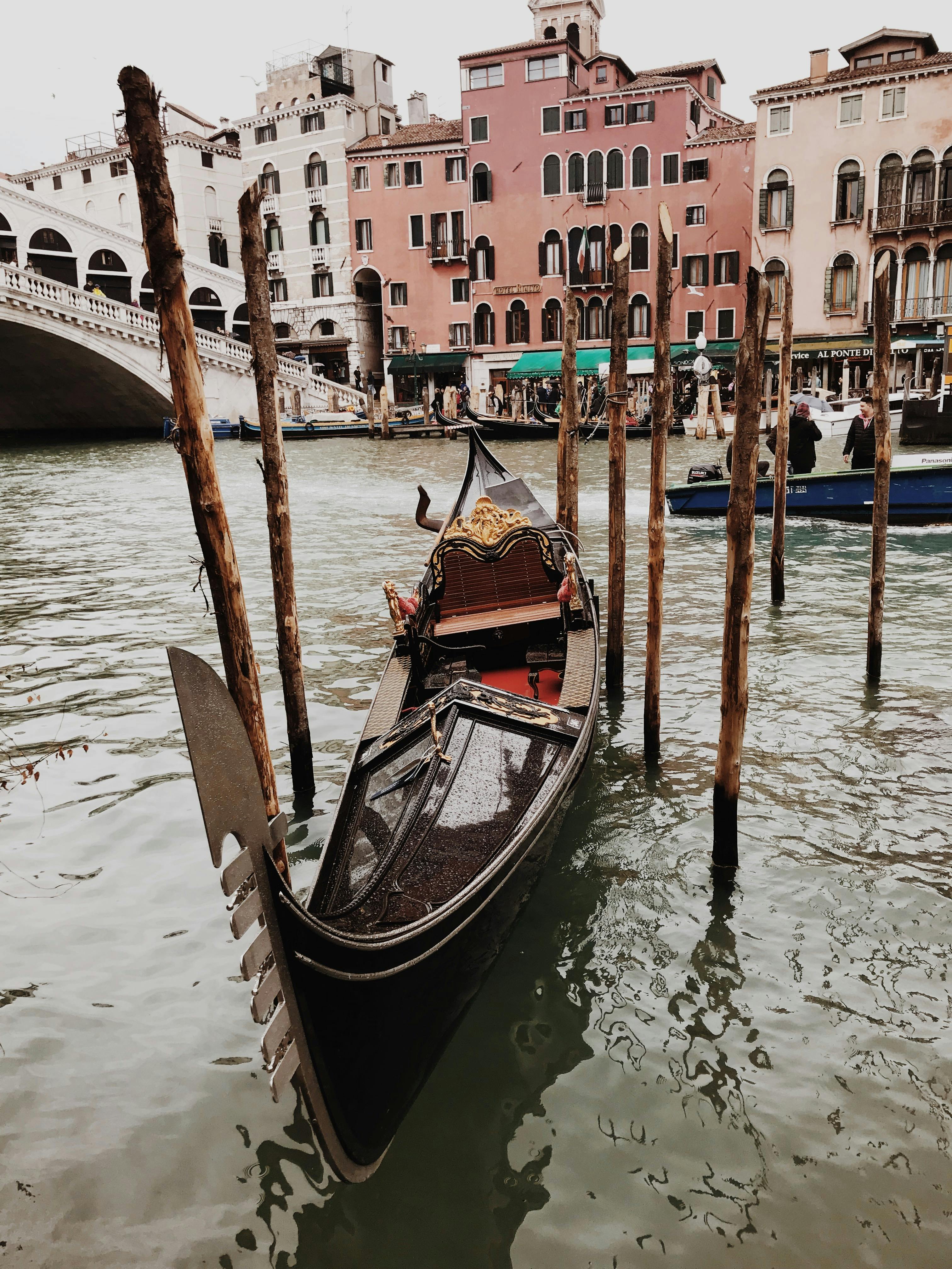 brown wooden boat at venice