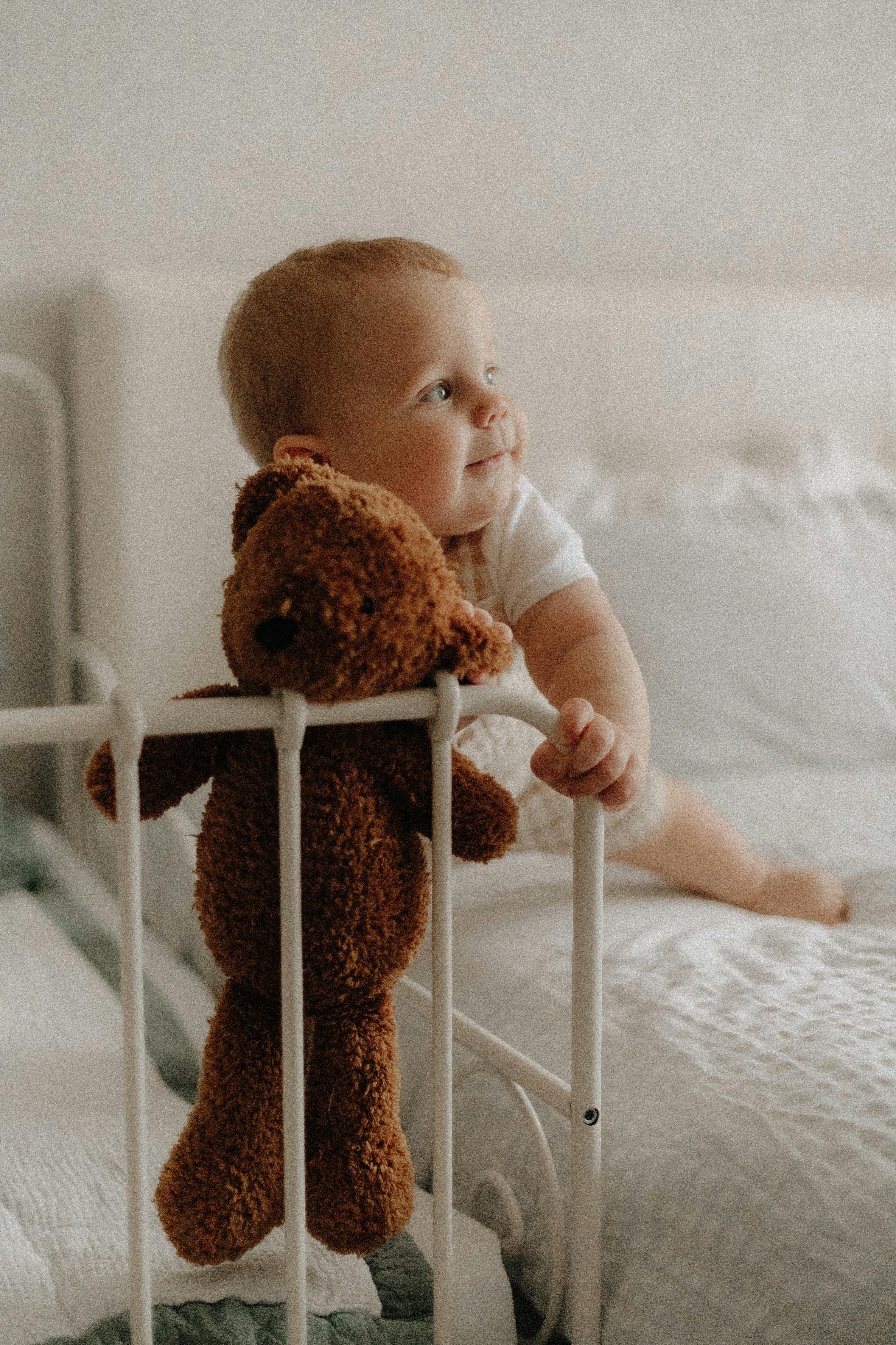 a baby with a toy