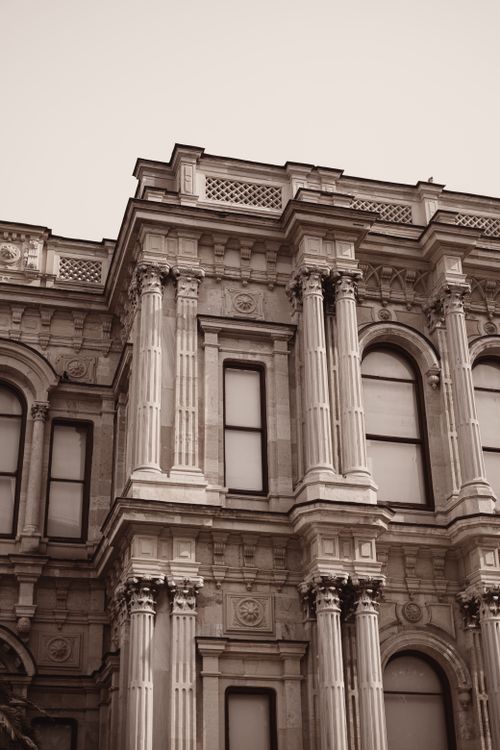Free Sepia-toned image of historic Ottoman architecture in Istanbul. Stock Photo