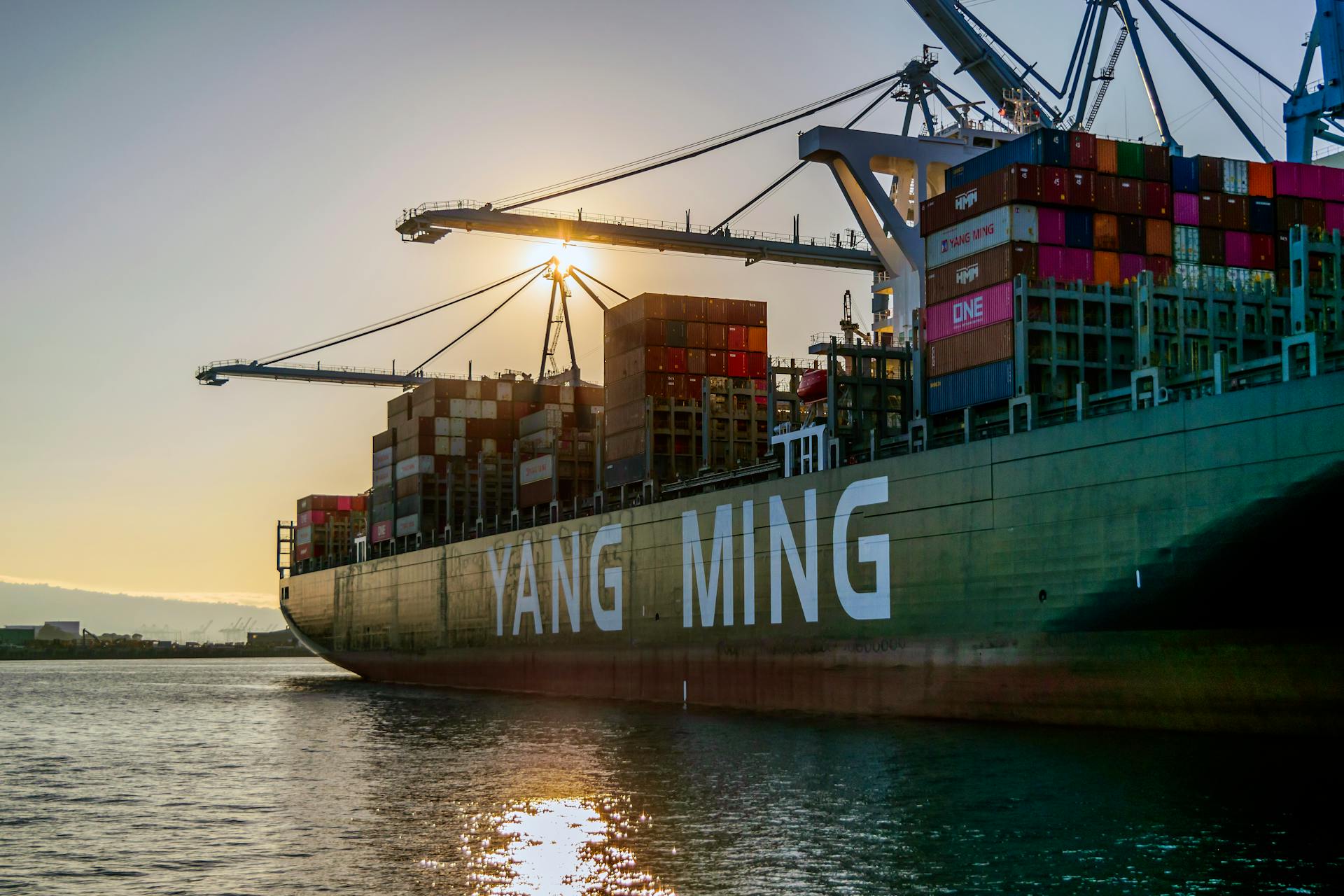 View of a Container Ship in the Port