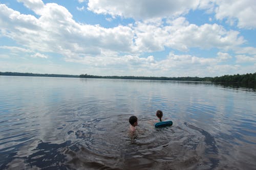 Free stock photo of summer kids lake swim