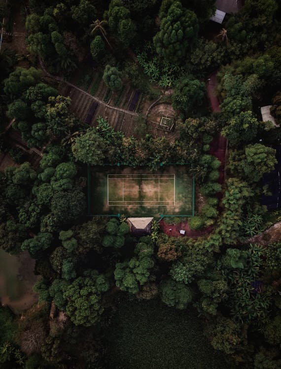 Aerial View of Tennis Court