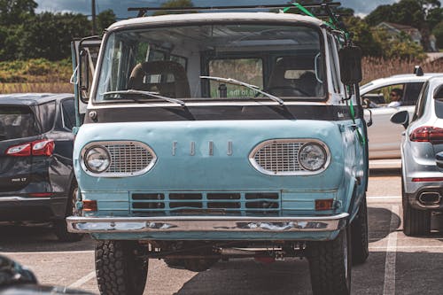 Free stock photo of antique, aquamarine van, automobile