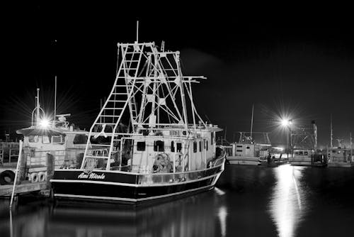 晚上, 船, 蝦子 的 免費圖庫相片
